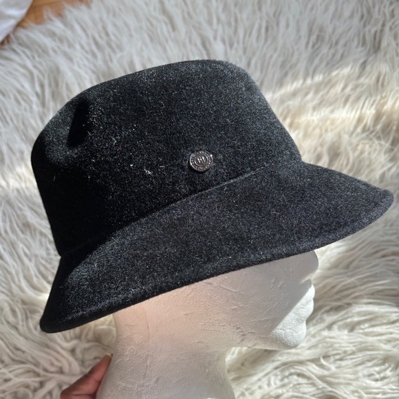 Eric Javits New York Vintage Black Felt Medium Brim Bucket Hat EUC One Size - Picture 2 of 8